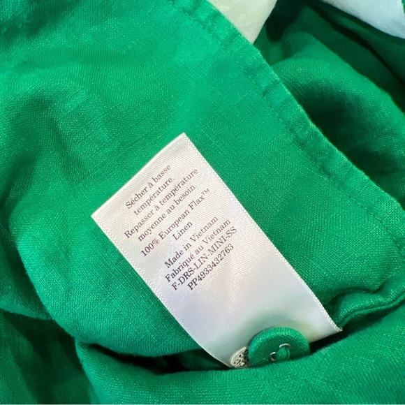 Everlane Shirt Dress Linen XS Grass Green Mini Button Front Collared Casual - Picture 5 of 9